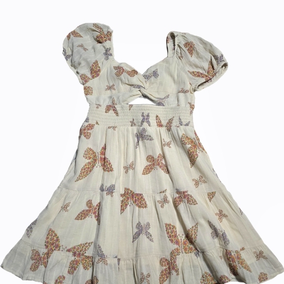 American Eagle Outfitters Cream Butterfly Mini Dress - Picture 2 of 6
